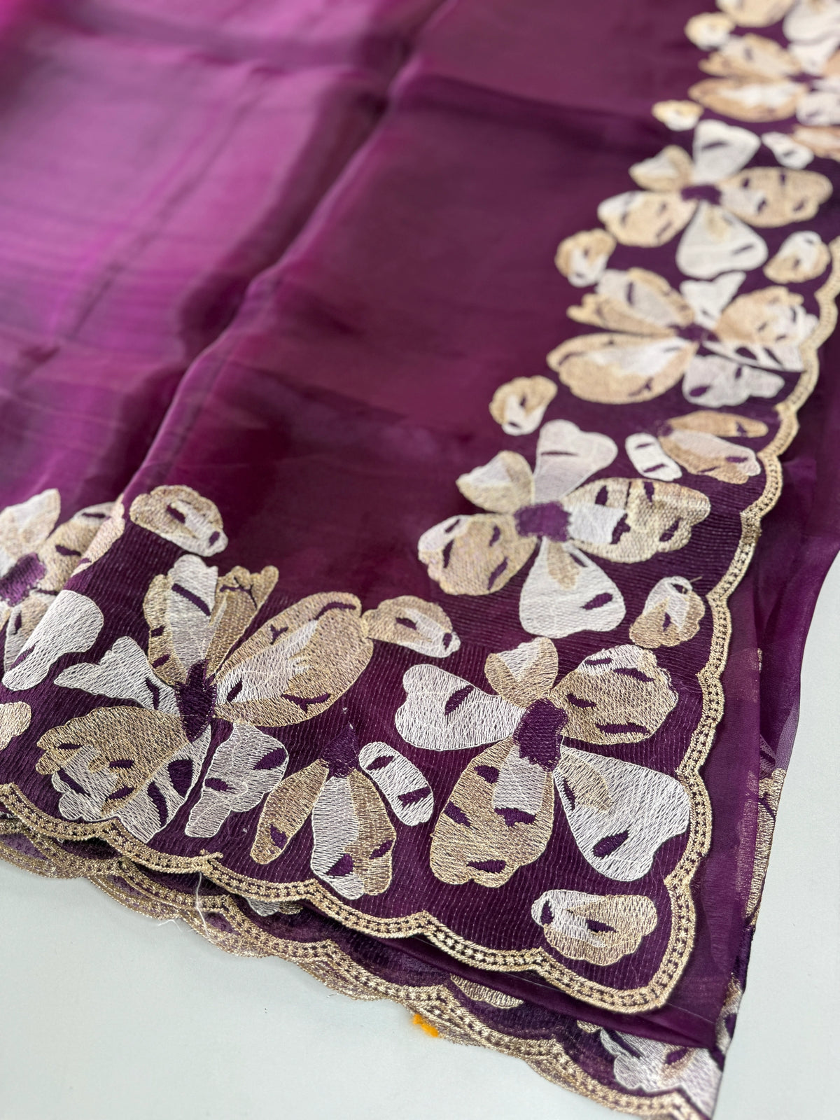Glass Organza Saree/ CW493