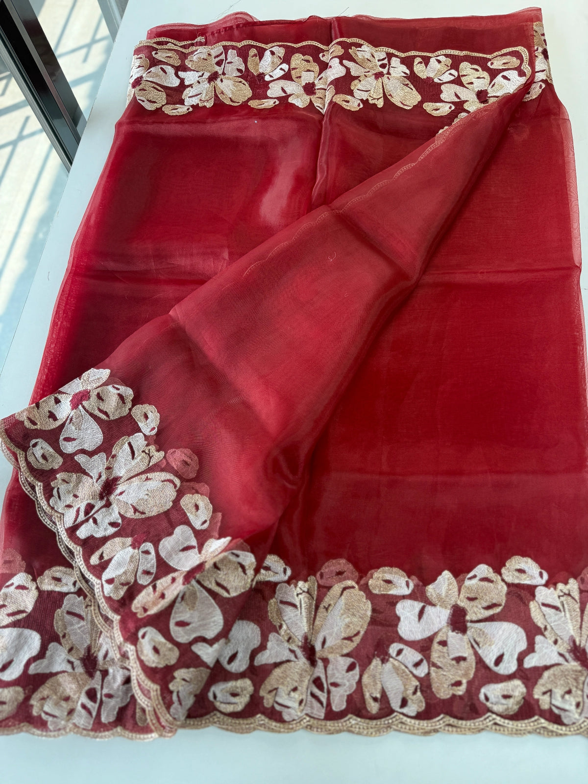 Glass Organza Saree/ CW493