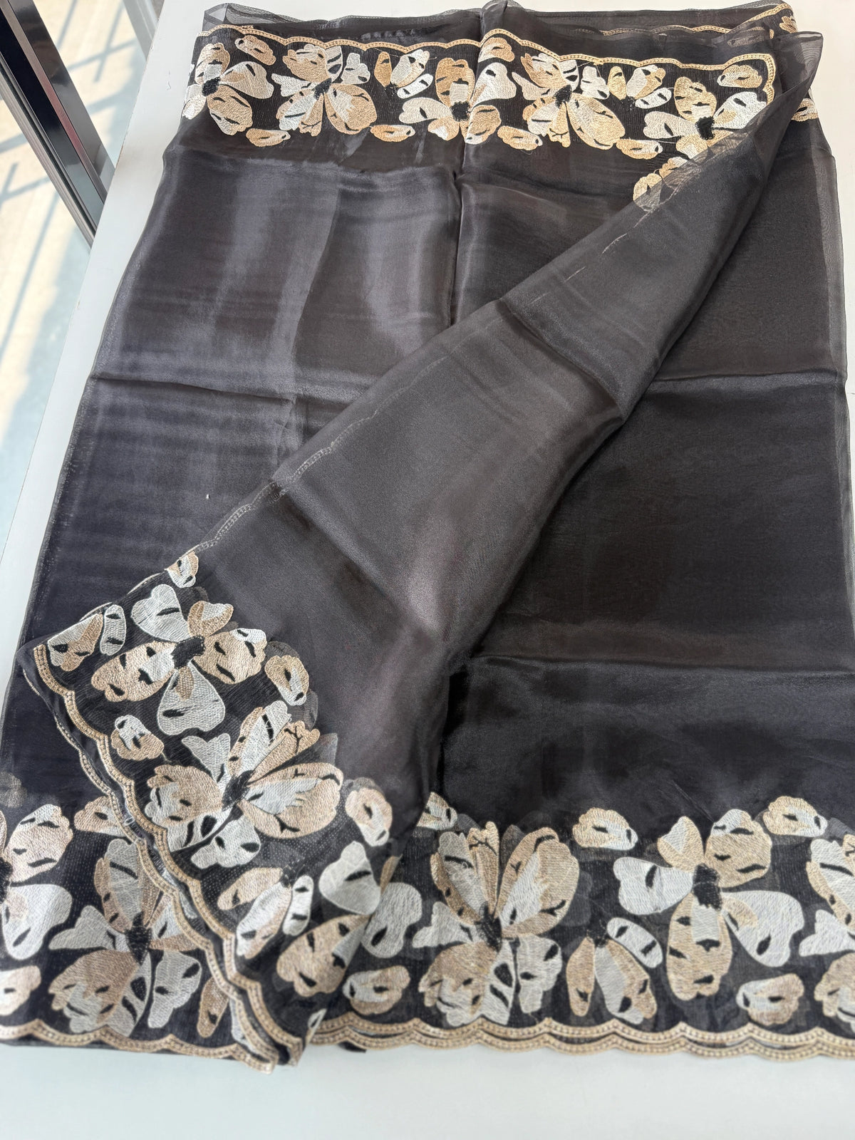 Glass Organza Saree/ CW493