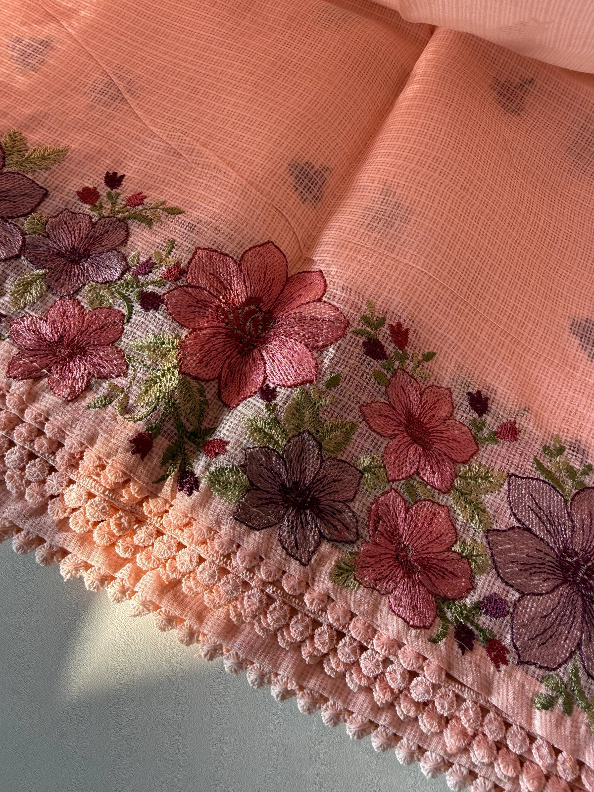 Silky Kotta Saree Peach Color / AA621