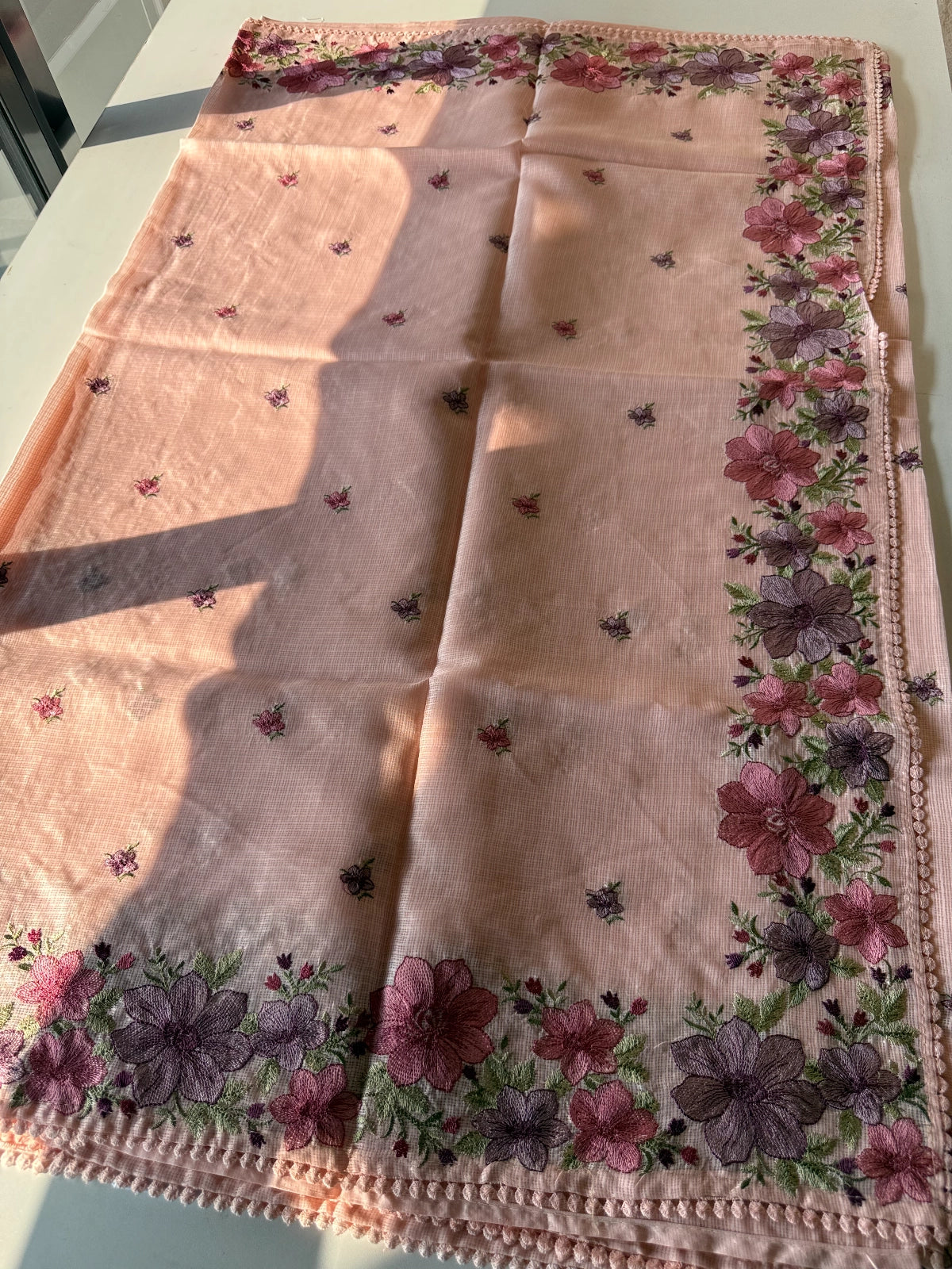 Silky Kotta Saree Peach Color / AA621