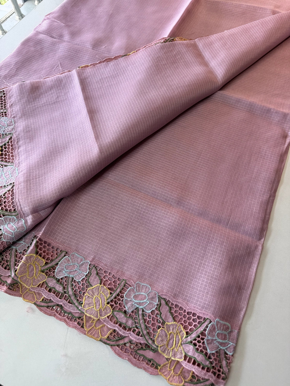 Silky Kotta cutwork Saree/ LAV04
