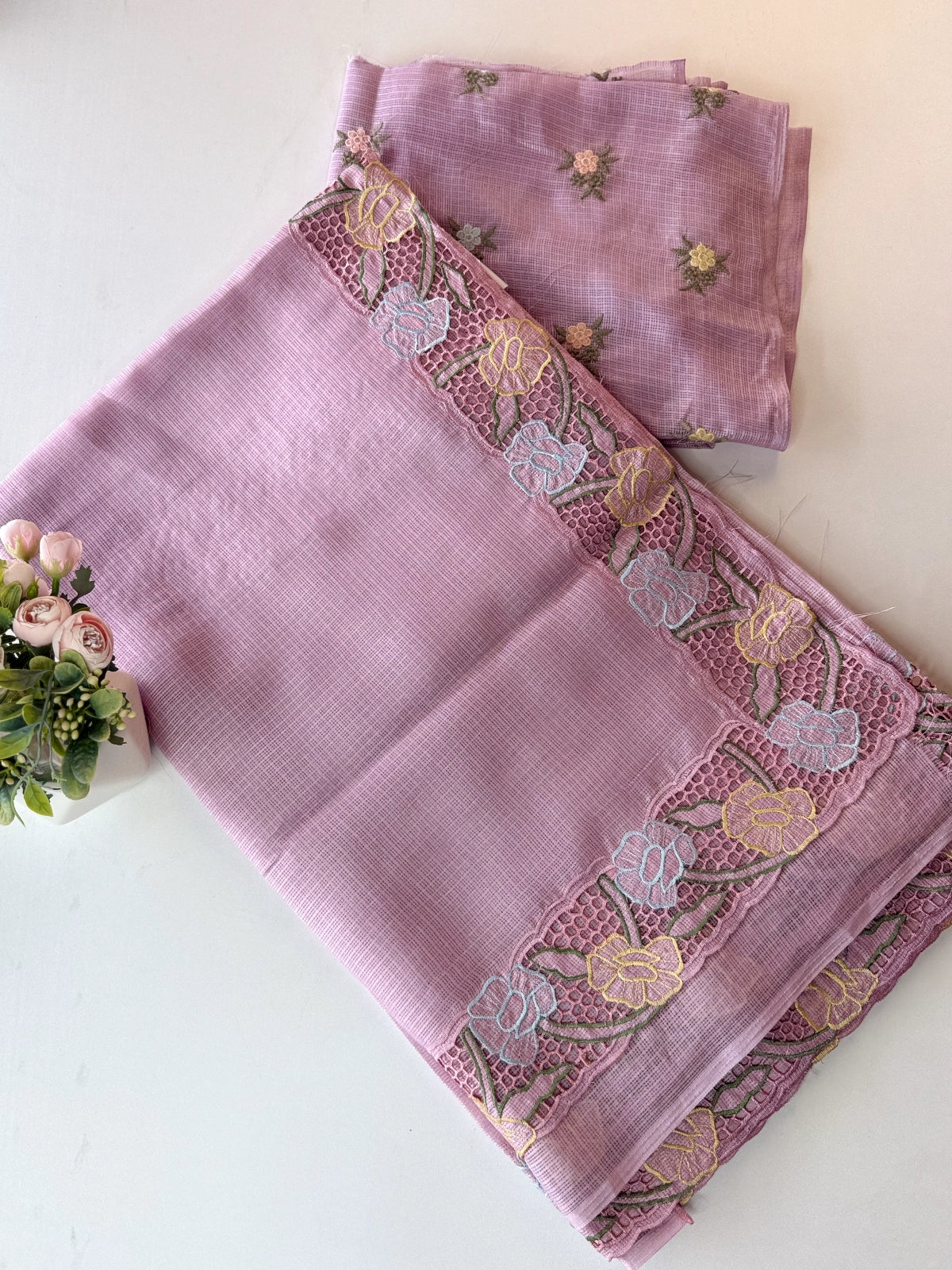 Silky Kotta cutwork Saree/ LAV04