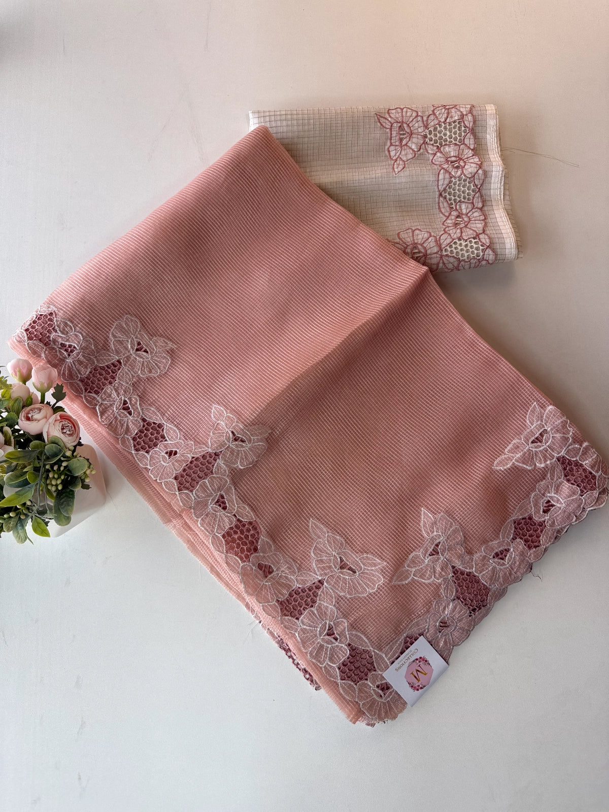 Silky Kotta Cutwork Saree/ PEW04