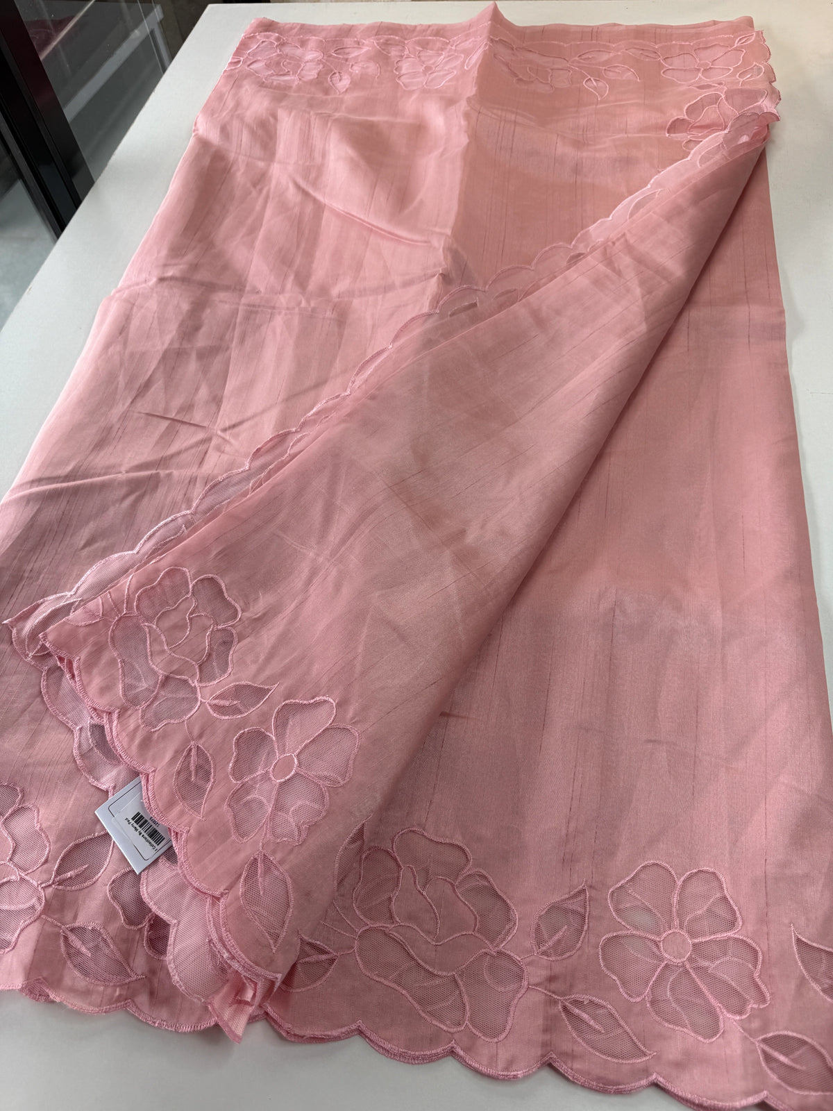 Slub Silk Saree floral appliqué / 125EFS