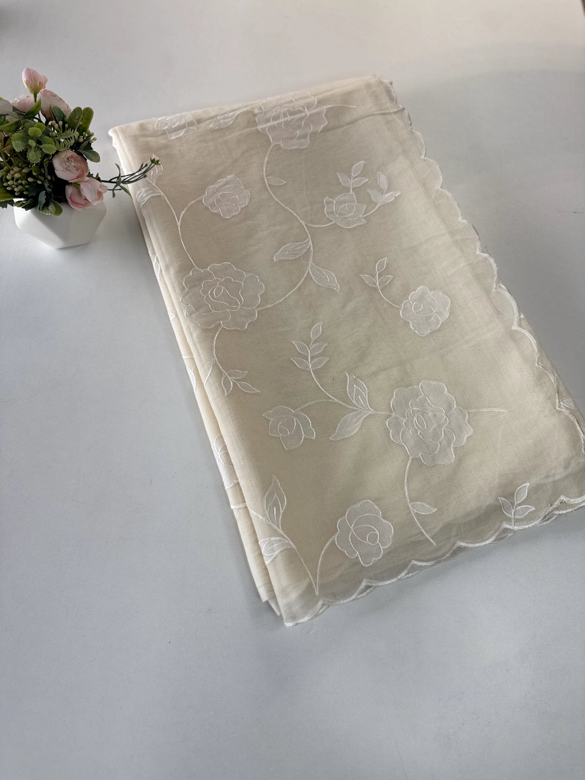 Chanderi Cotton appliqué saree / 106EFS
