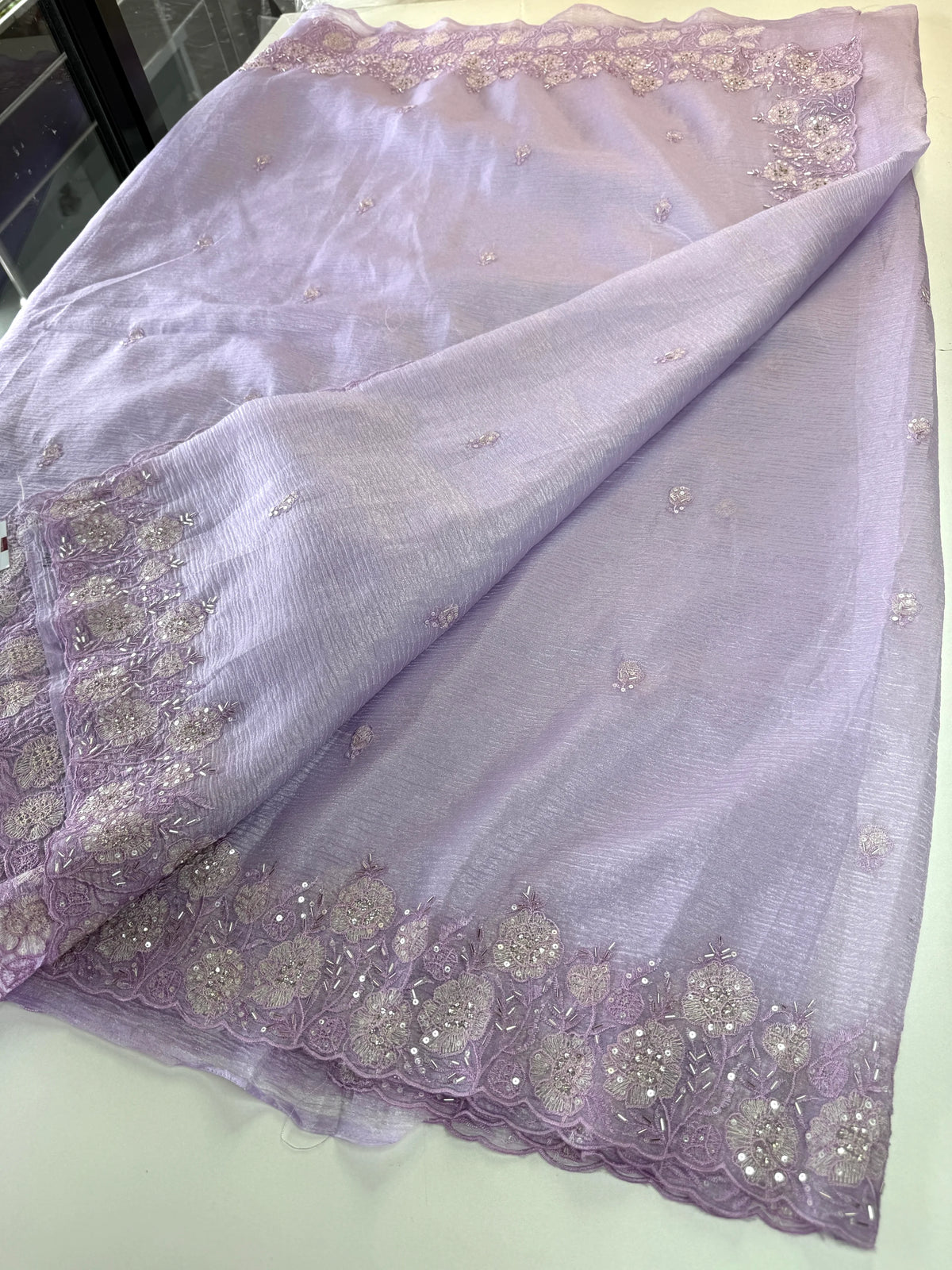Crushed crape saree/ AM110