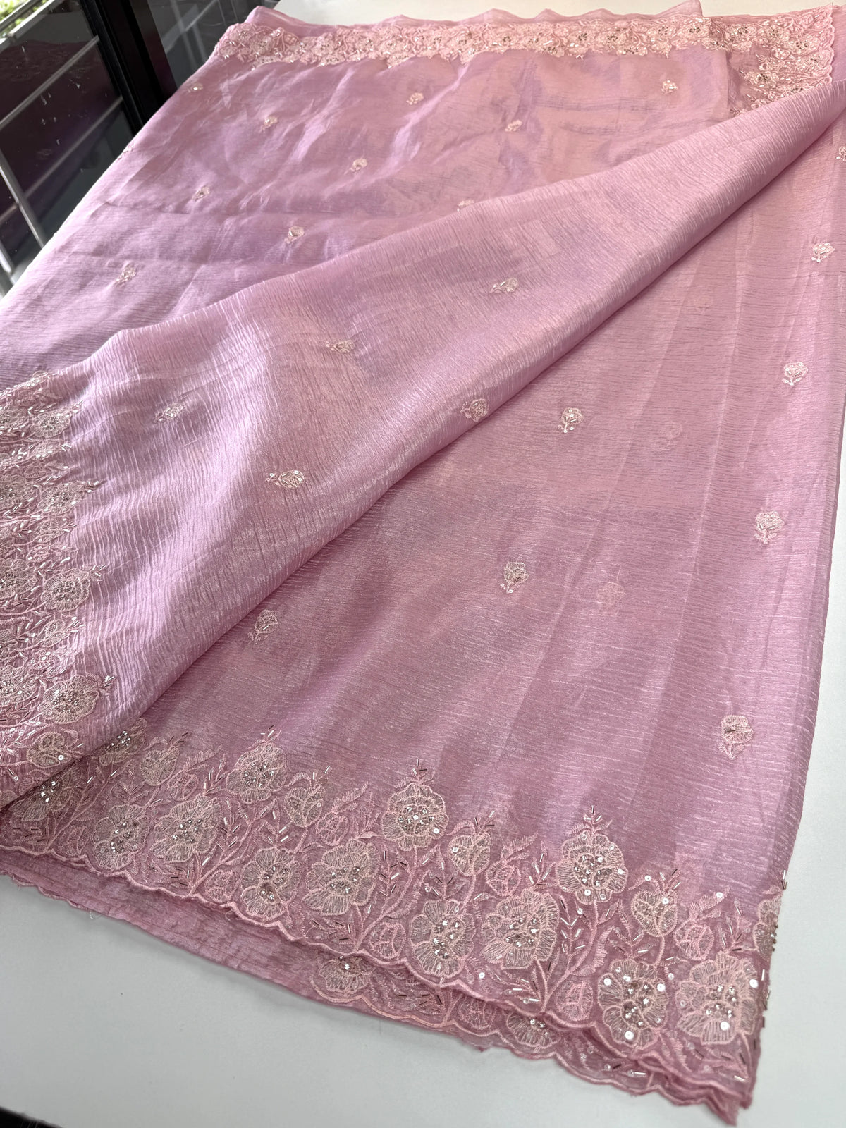 Crushed crape saree/ AM110