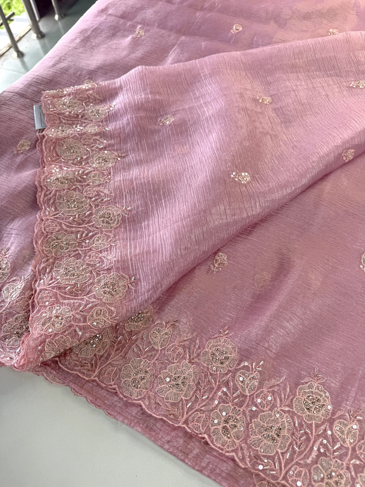 Crushed crape saree/ AM110