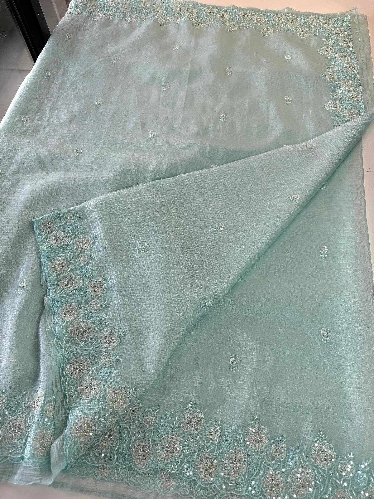 Crushed crape saree/ AM110