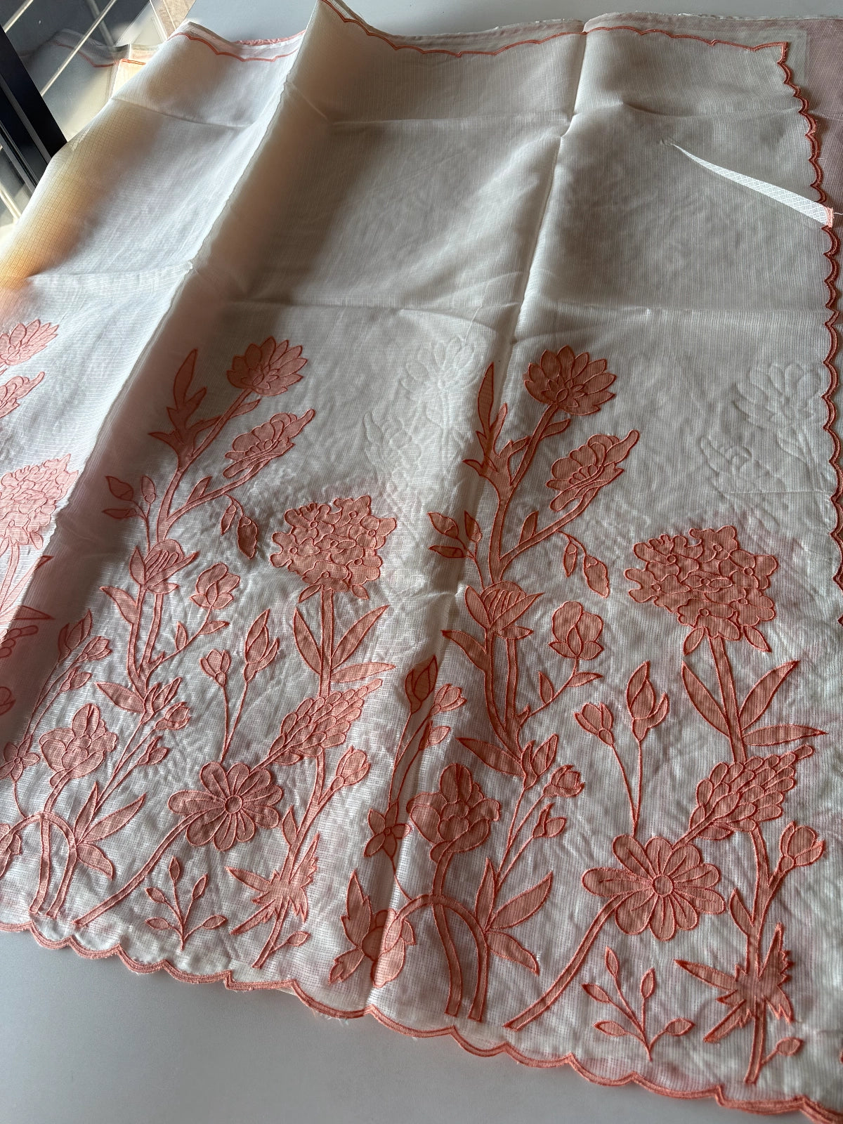 Silky kotta Appliqué worked Saree/ 4410