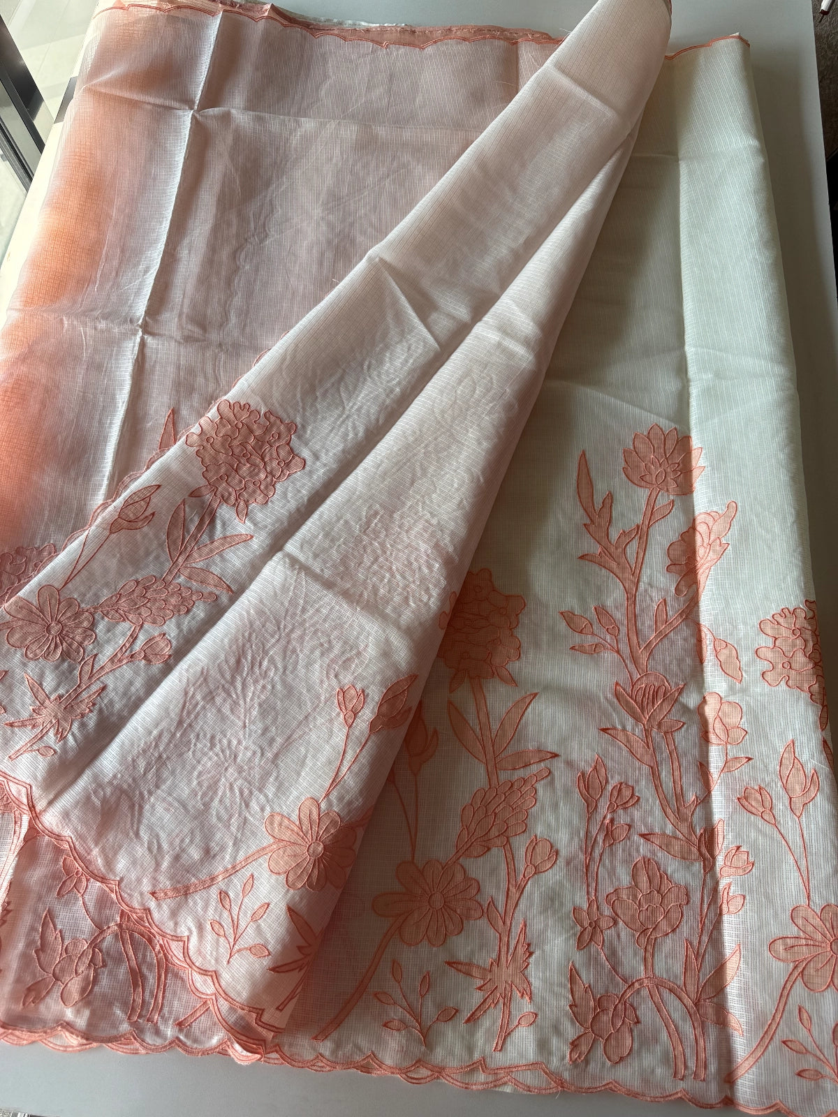 Silky kotta Appliqué worked Saree/ 4410