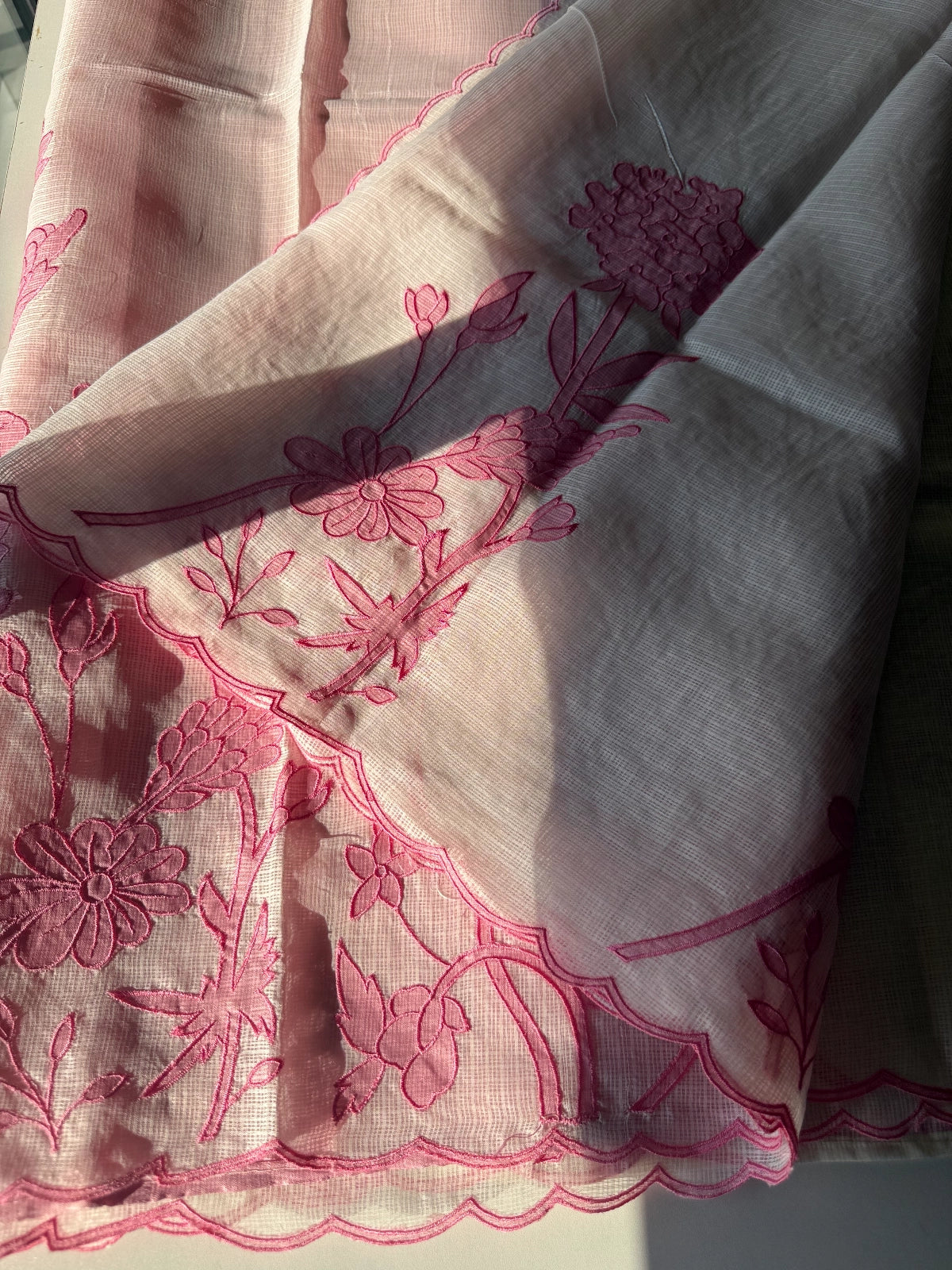 Silky kotta Appliqué worked Saree/ 4410