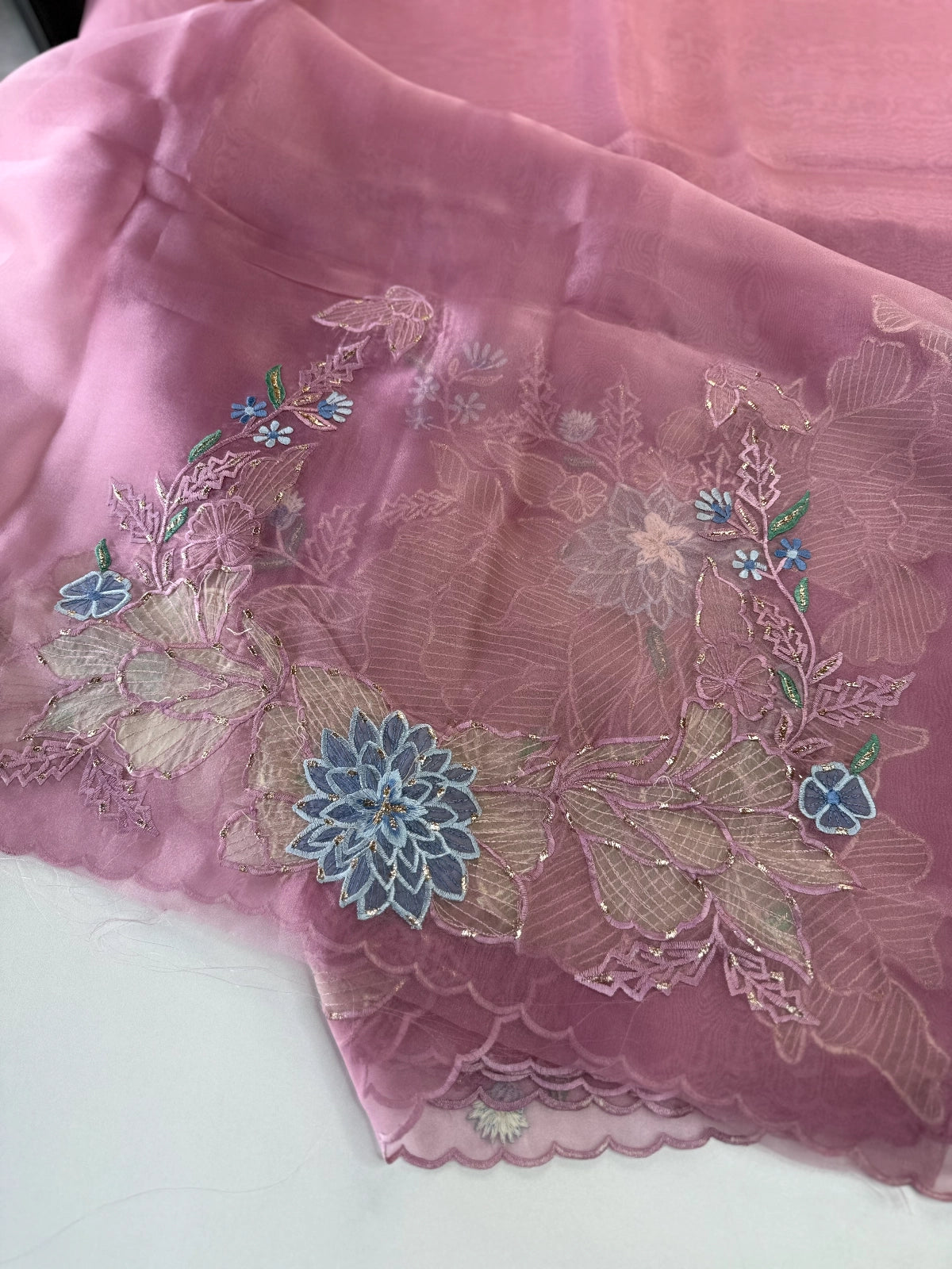 Glass Organza Saree/4435