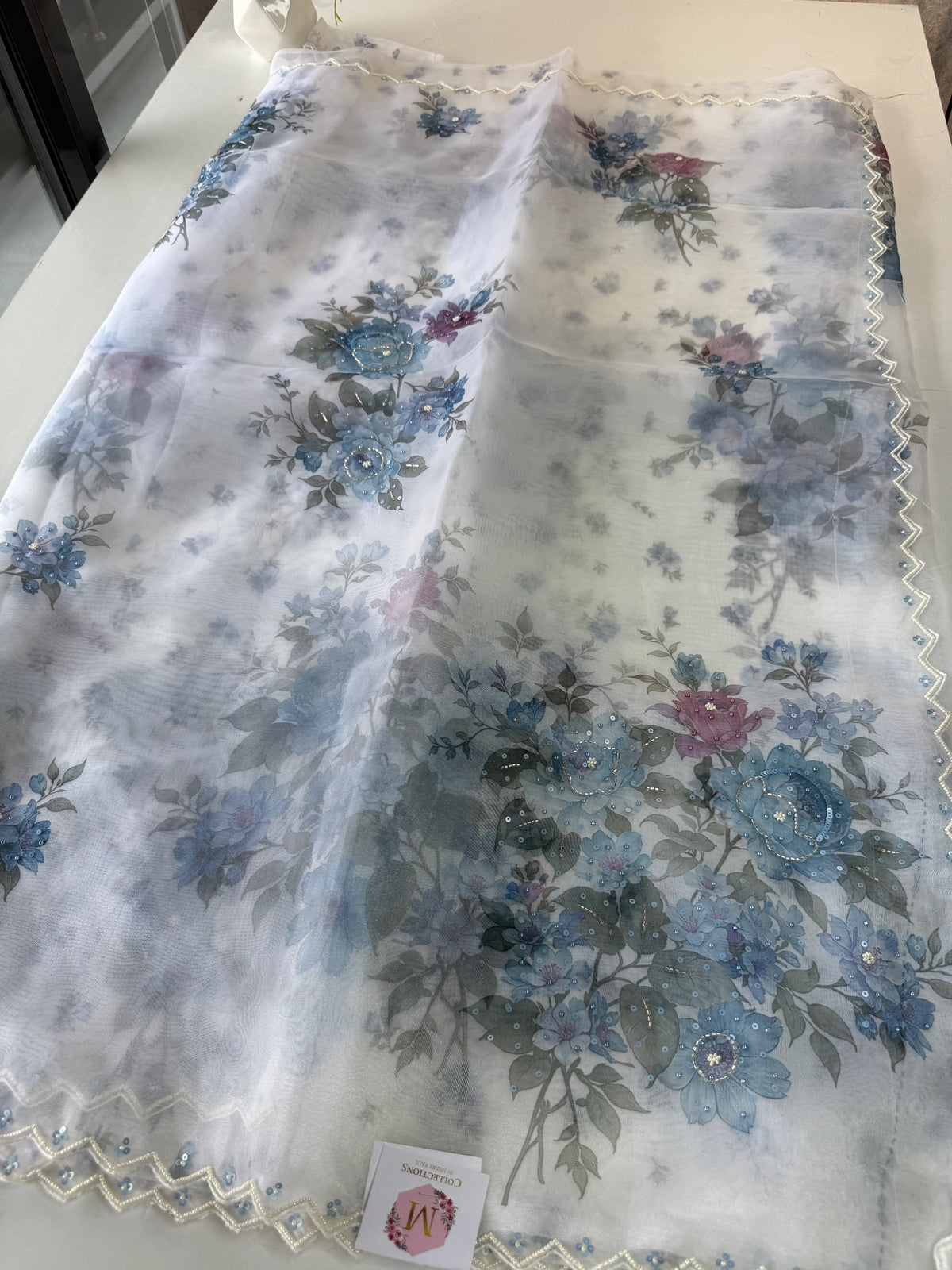 Glass Organza Saree/ 15409
