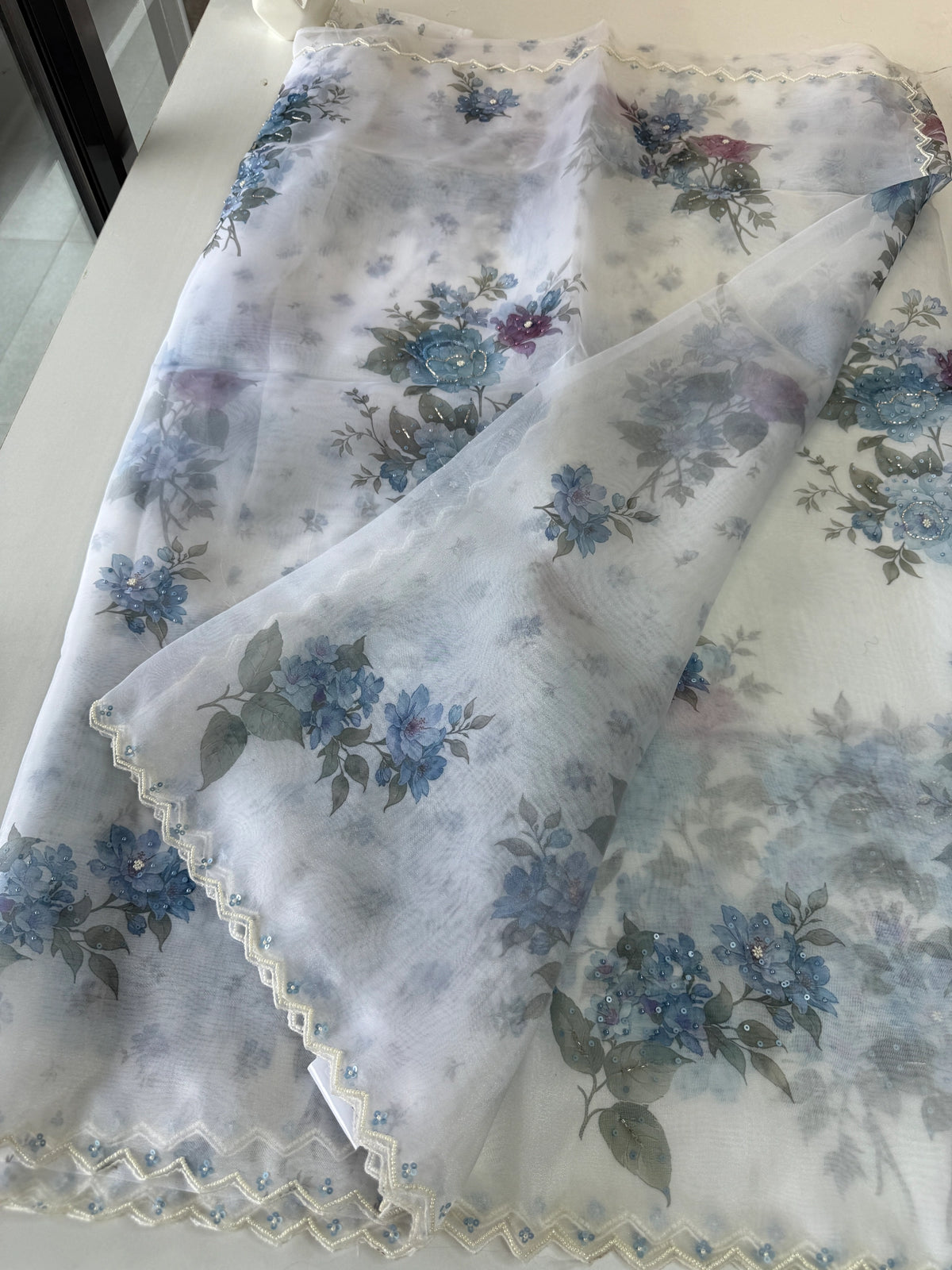 Glass Organza Saree/ 15409