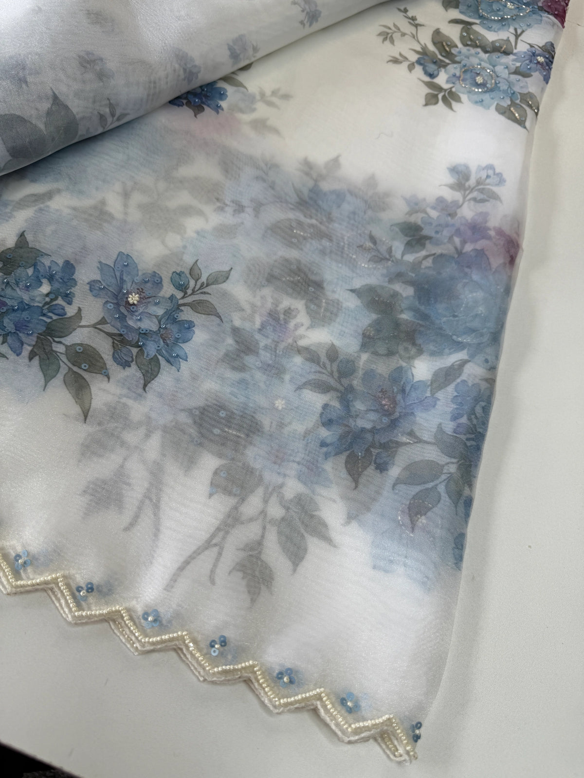 Glass Organza Saree/ 15409