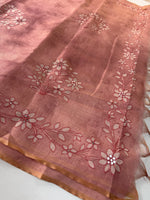 Tissue linen Blened saree / 14545