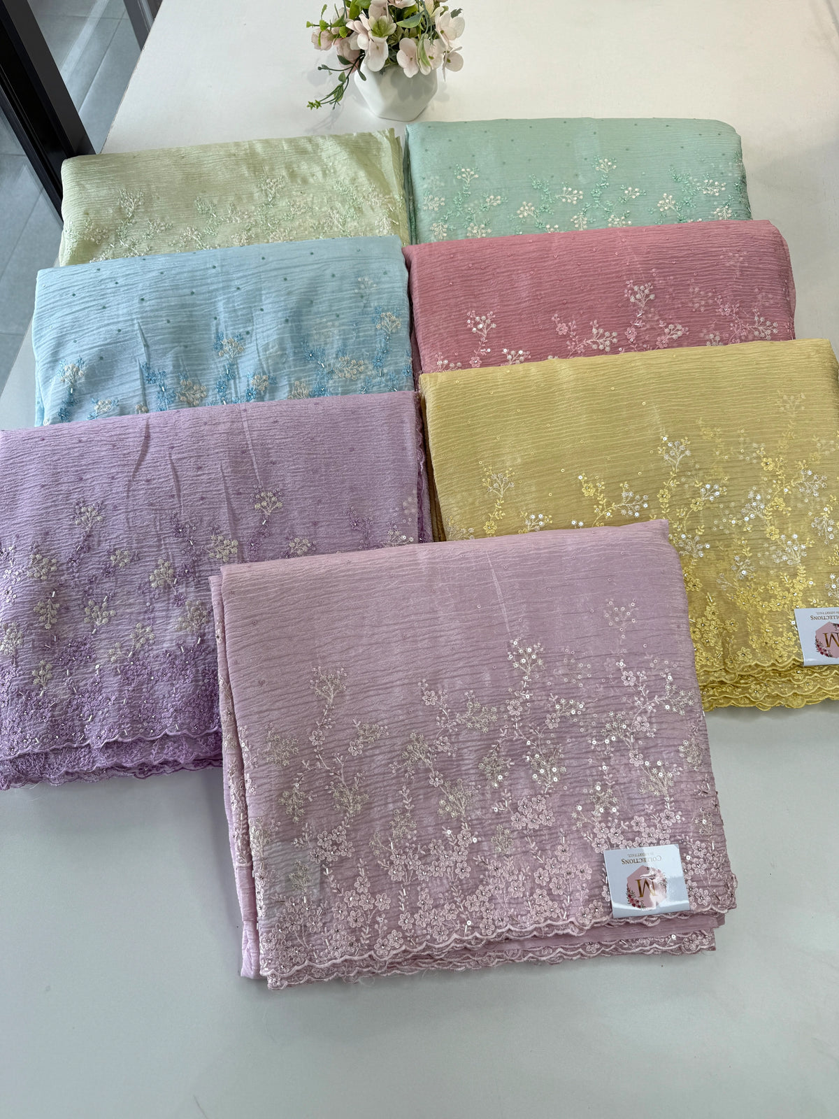 Crushed Crape Saree/ HW456