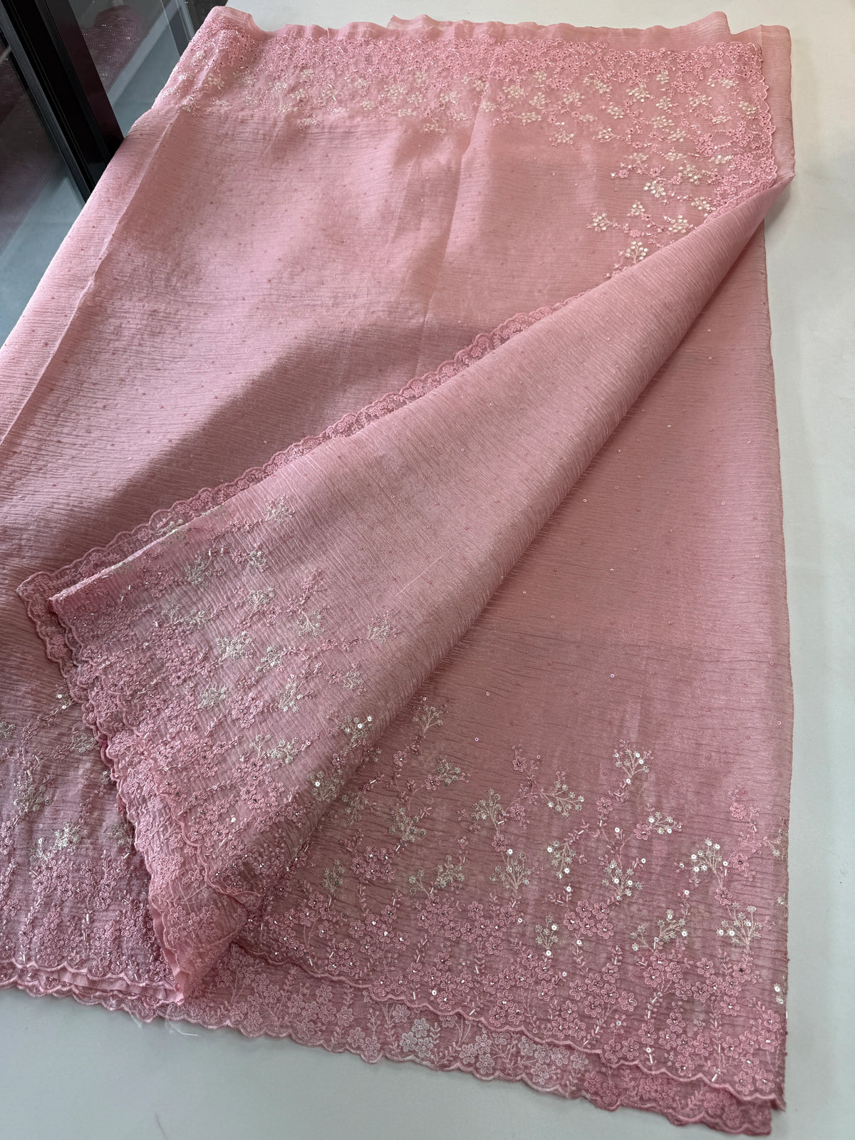 Crushed Crape Saree/ HW456