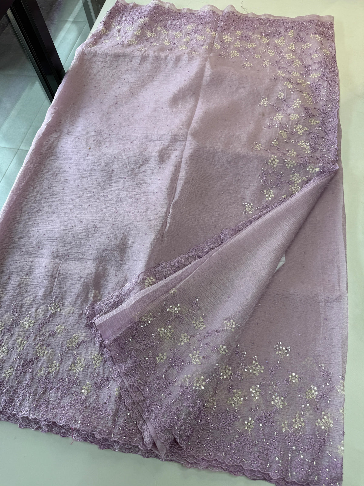 Crushed Crape Saree/ HW456