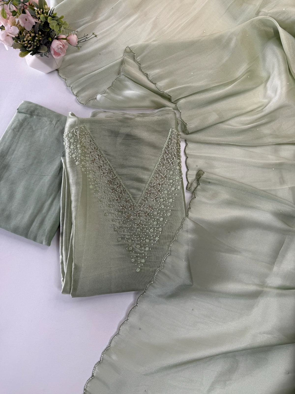 Unstitched Tissue Organza Salwar Set / S1252