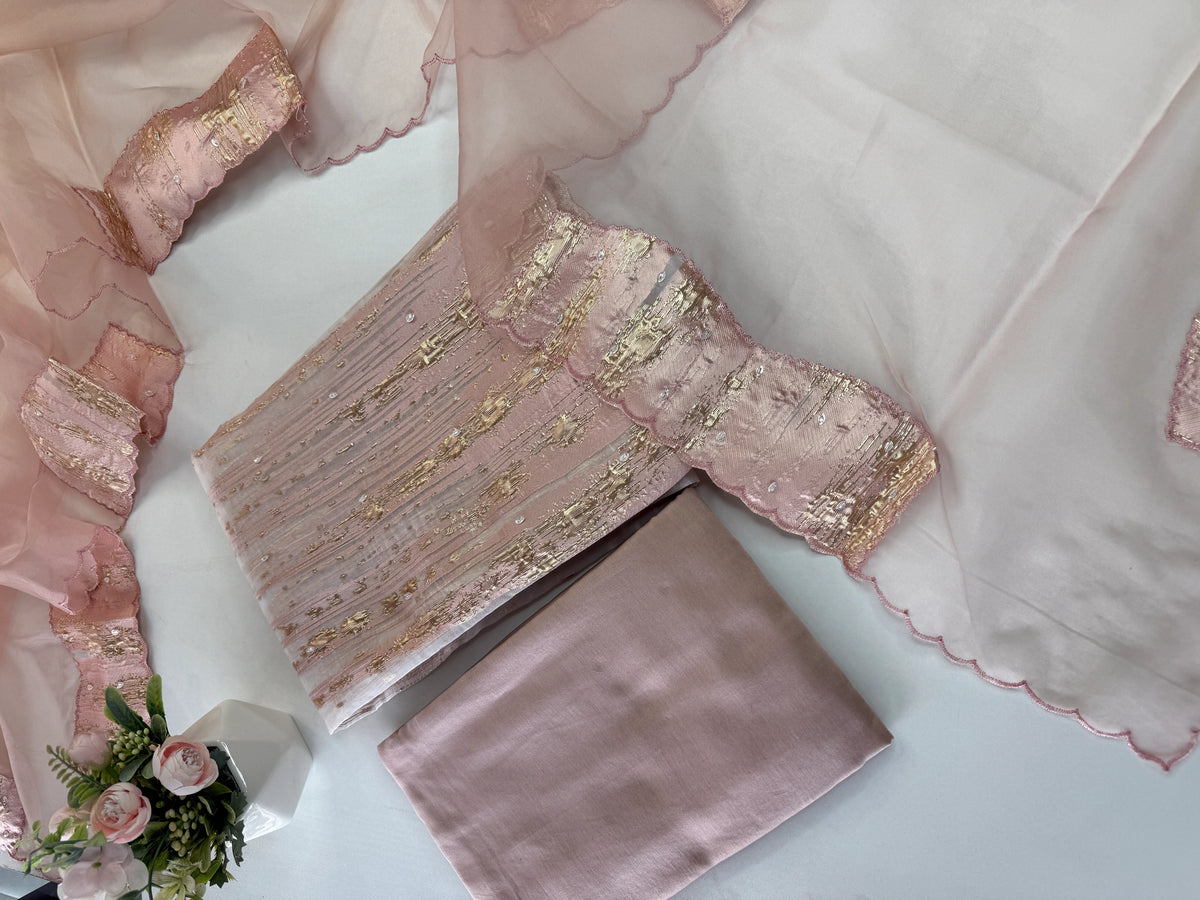 Turkish Organza Unstitched Salwar Set/ 266H