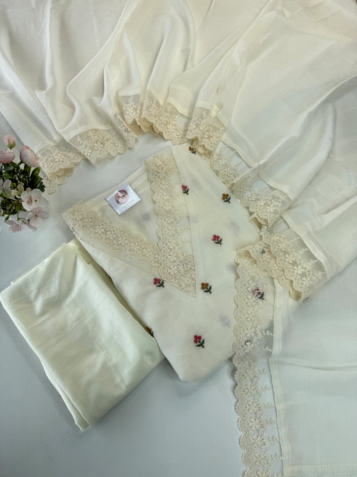 Chiffon unstitched salwar set( Pastal)/ NC111