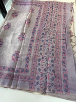 Tissue linen saree/ S15059