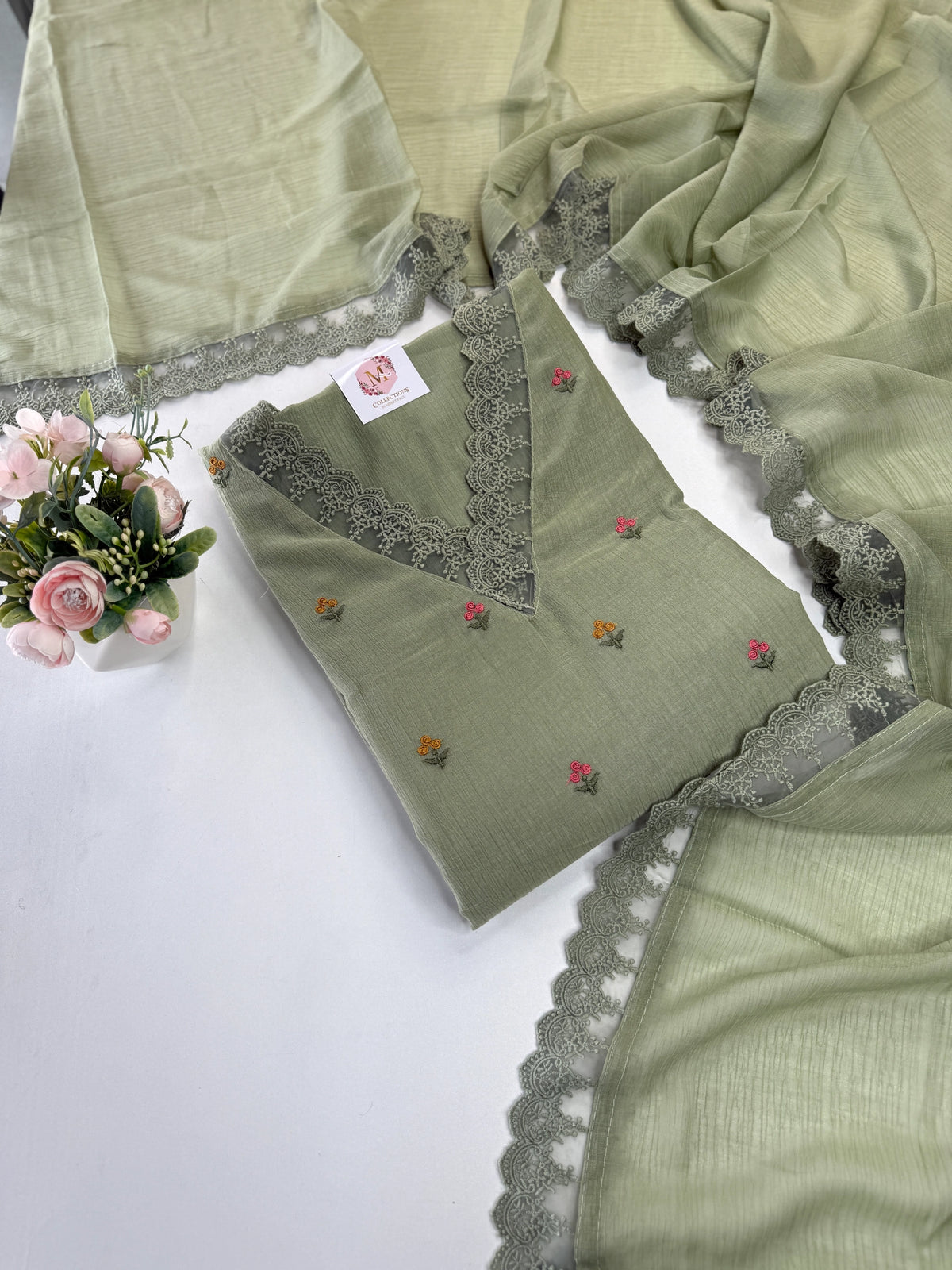 Chiffon unstitched salwar set( Pastal)/ NC111