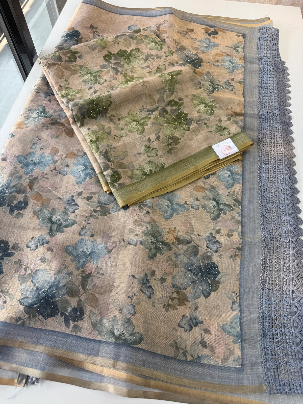 Tissue linen saree/ 562A