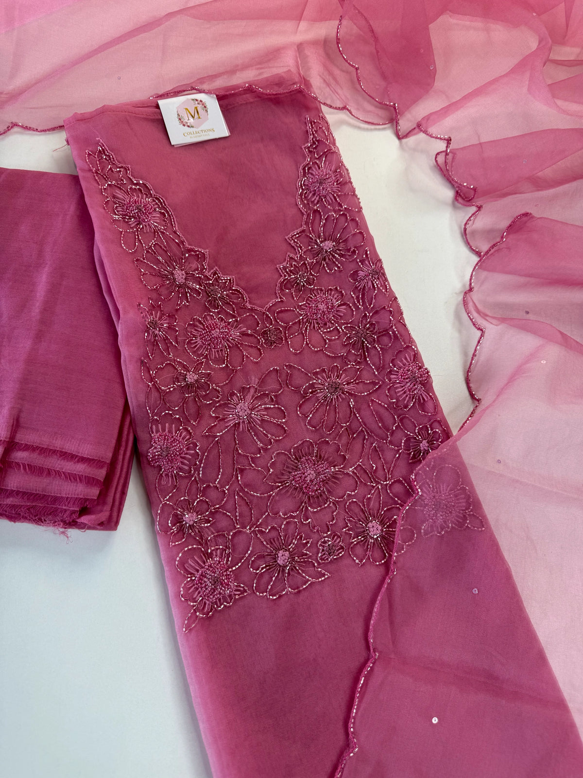 PRE-BOOKING Soft organza unstitched salwar set/US1275