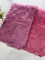 Glass Organza Appliqué work saree /MA278