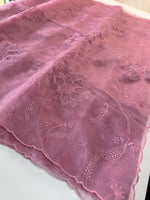 Glass Organza Appliqué work saree /MA278