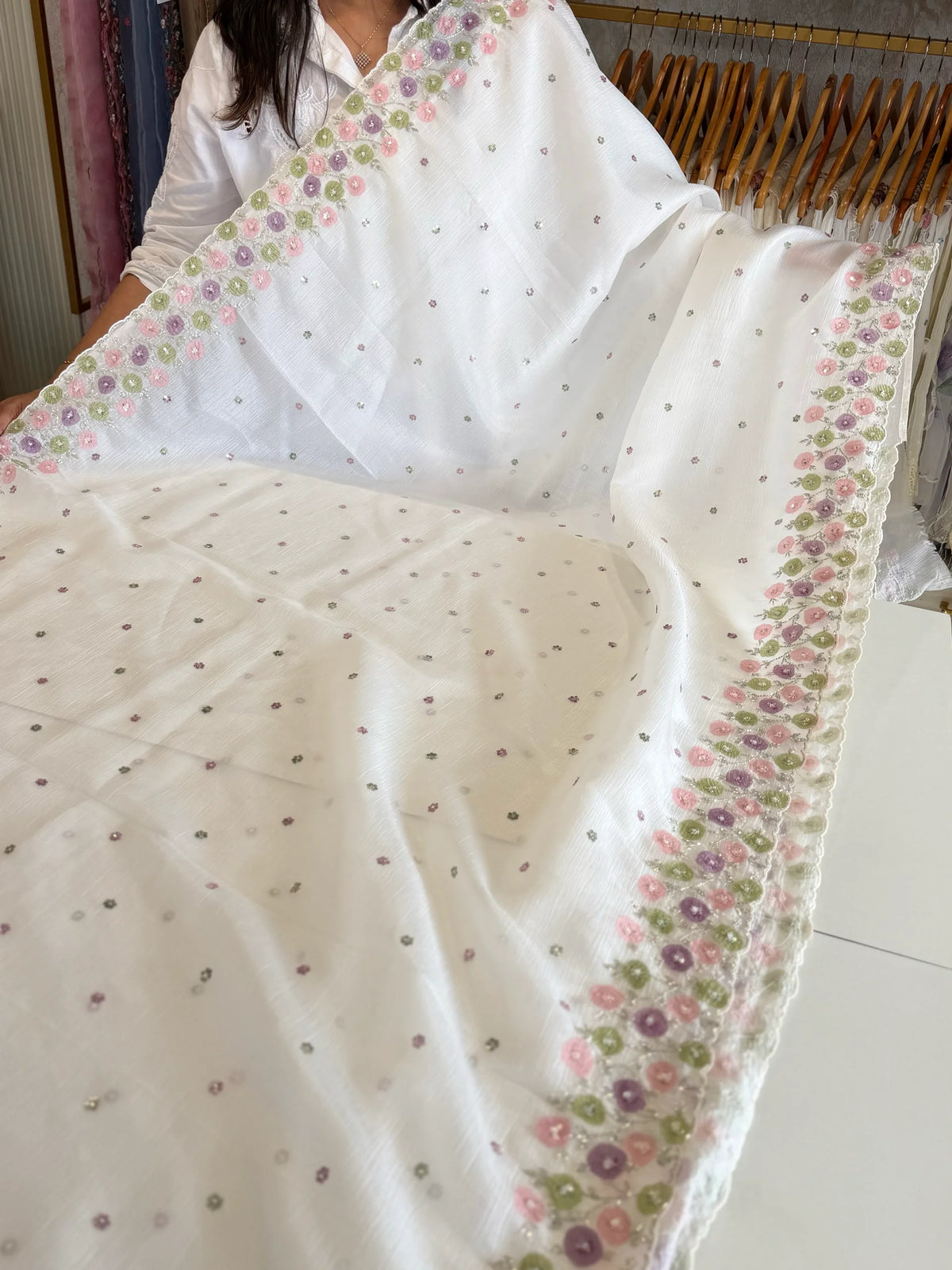 Crushed crapeSaree/ HW161