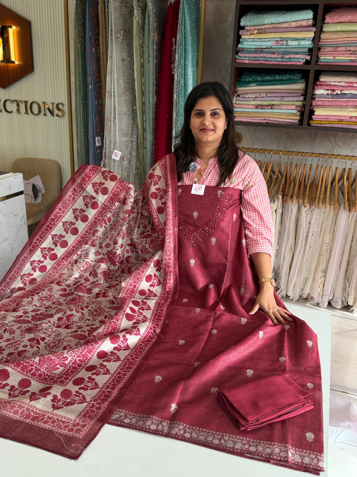 Blended Chanderi unstitched salwar set/NC264