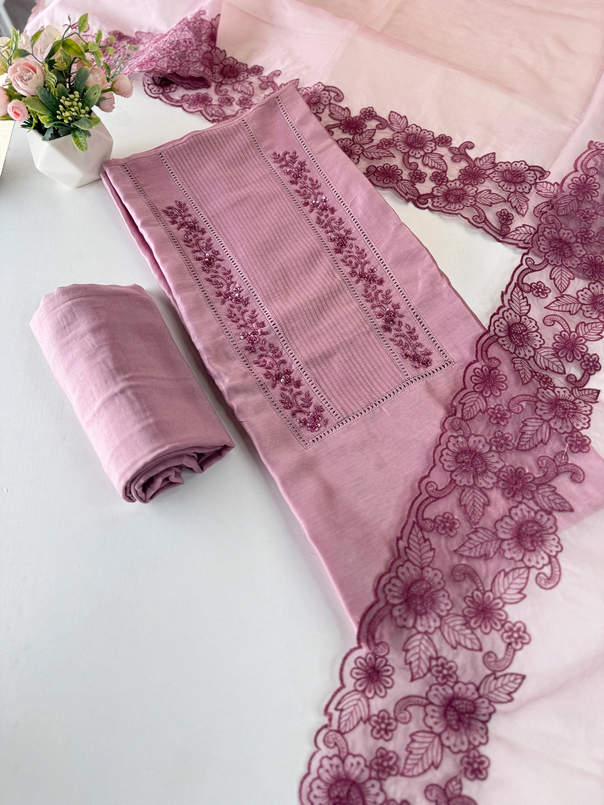 Chanderi Silk unstitched salwar set / NC120