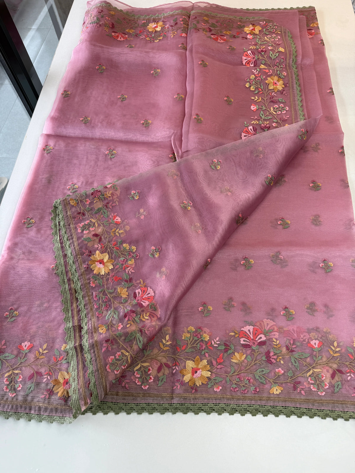 Glass Organza Saree/ 373A