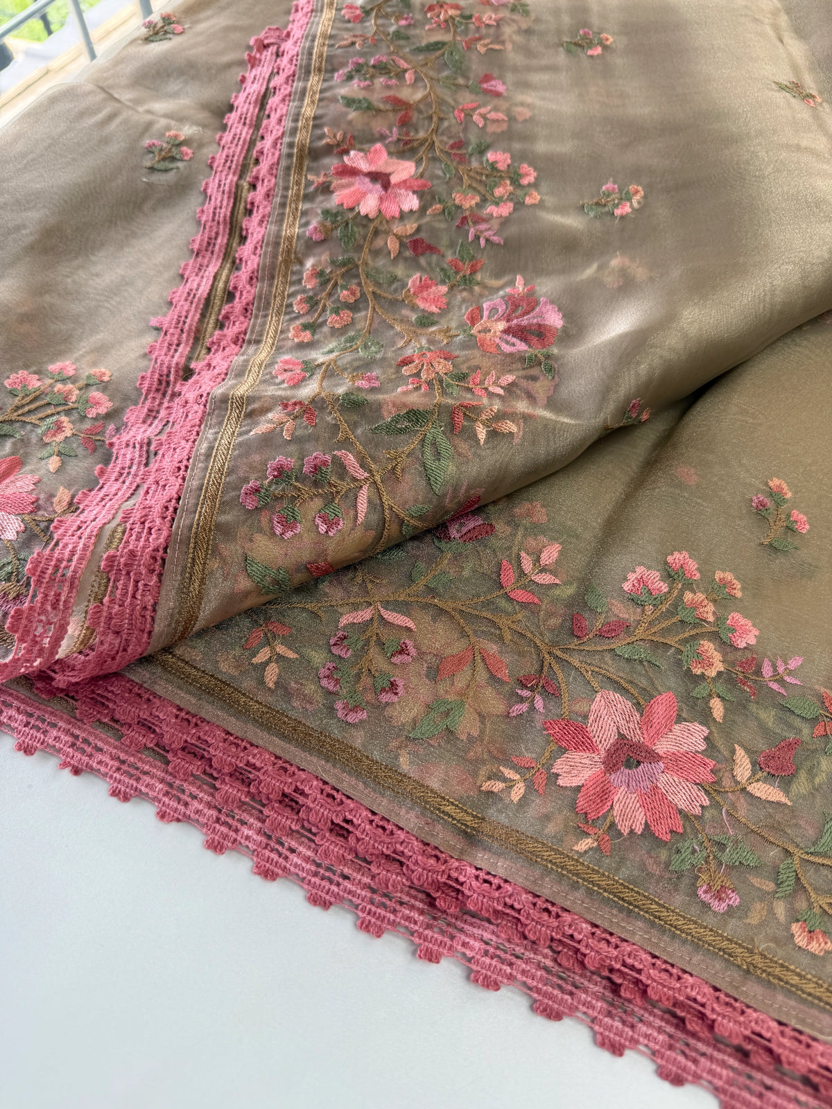Glass Organza Saree/ 373A