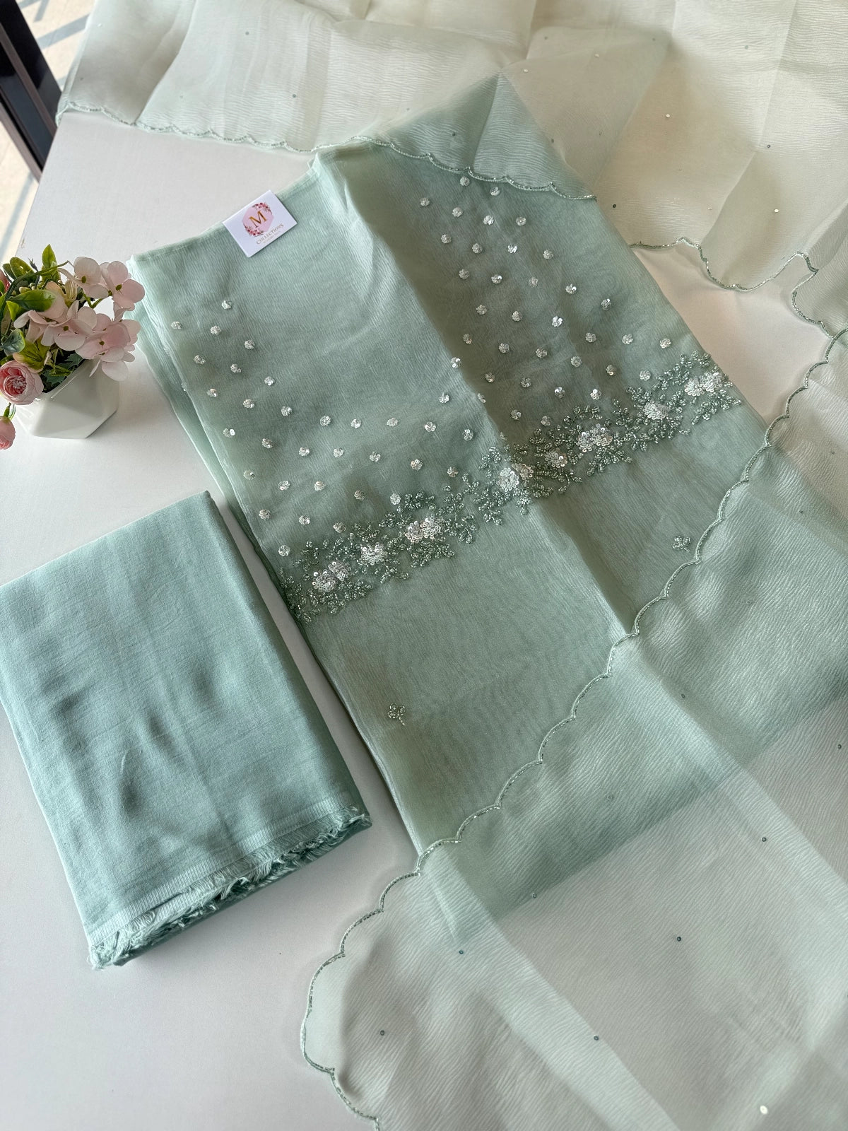 Tissue crush unstitched salwar set ( Pre Booking/ 298B