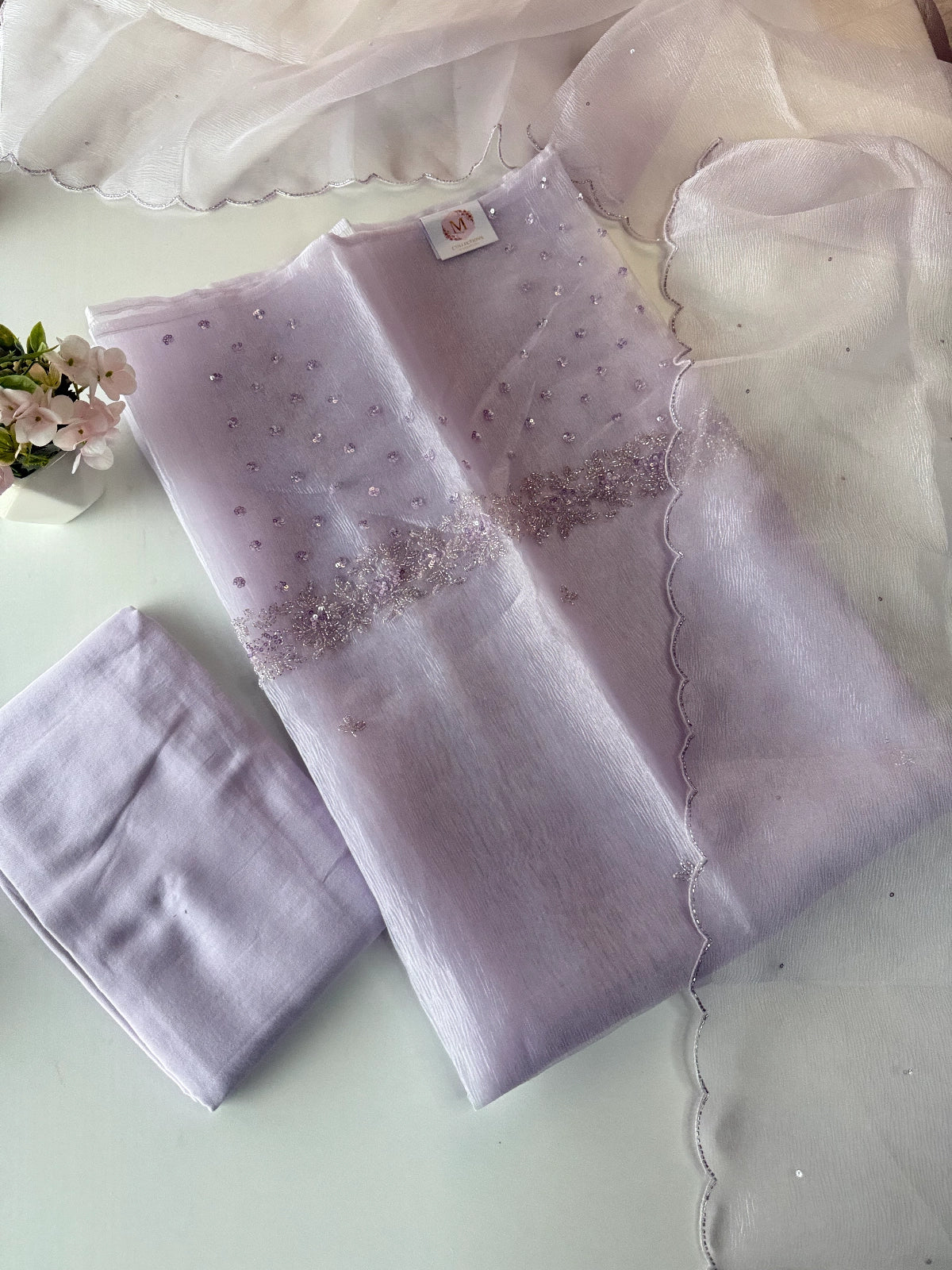 Tissue crush unstitched salwar set ( Pre Booking/ 298B