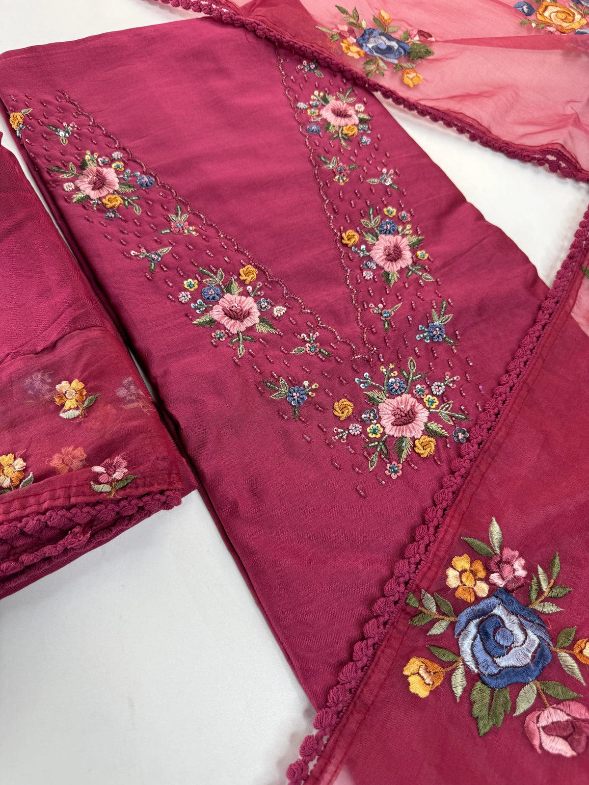 Premium Chanderi unstitched salwar set /NC116
