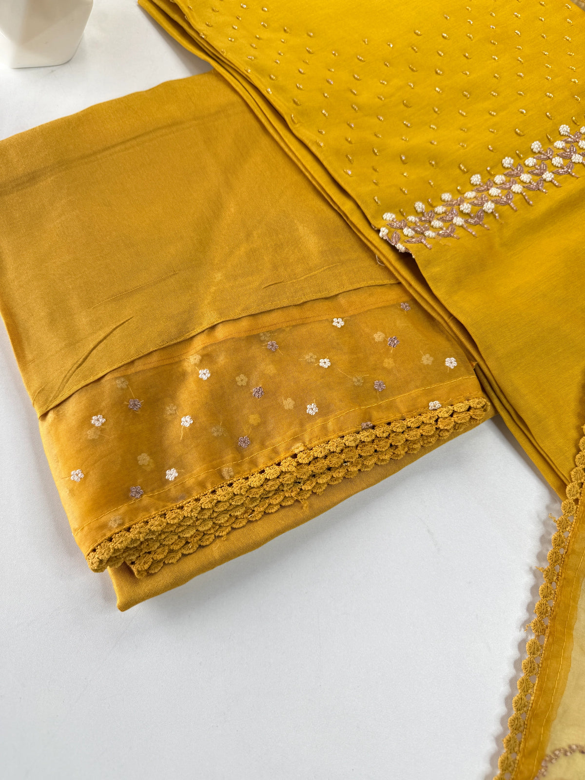 Pure Chanderi unstitched salwar set /NC117
