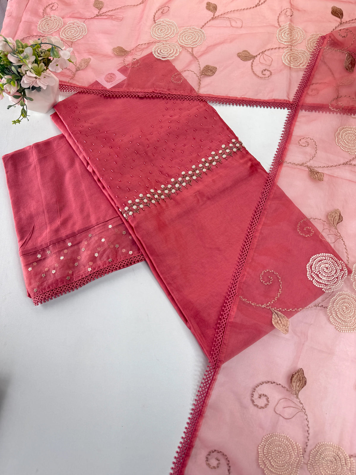 Pure Chanderi unstitched salwar set /NC117