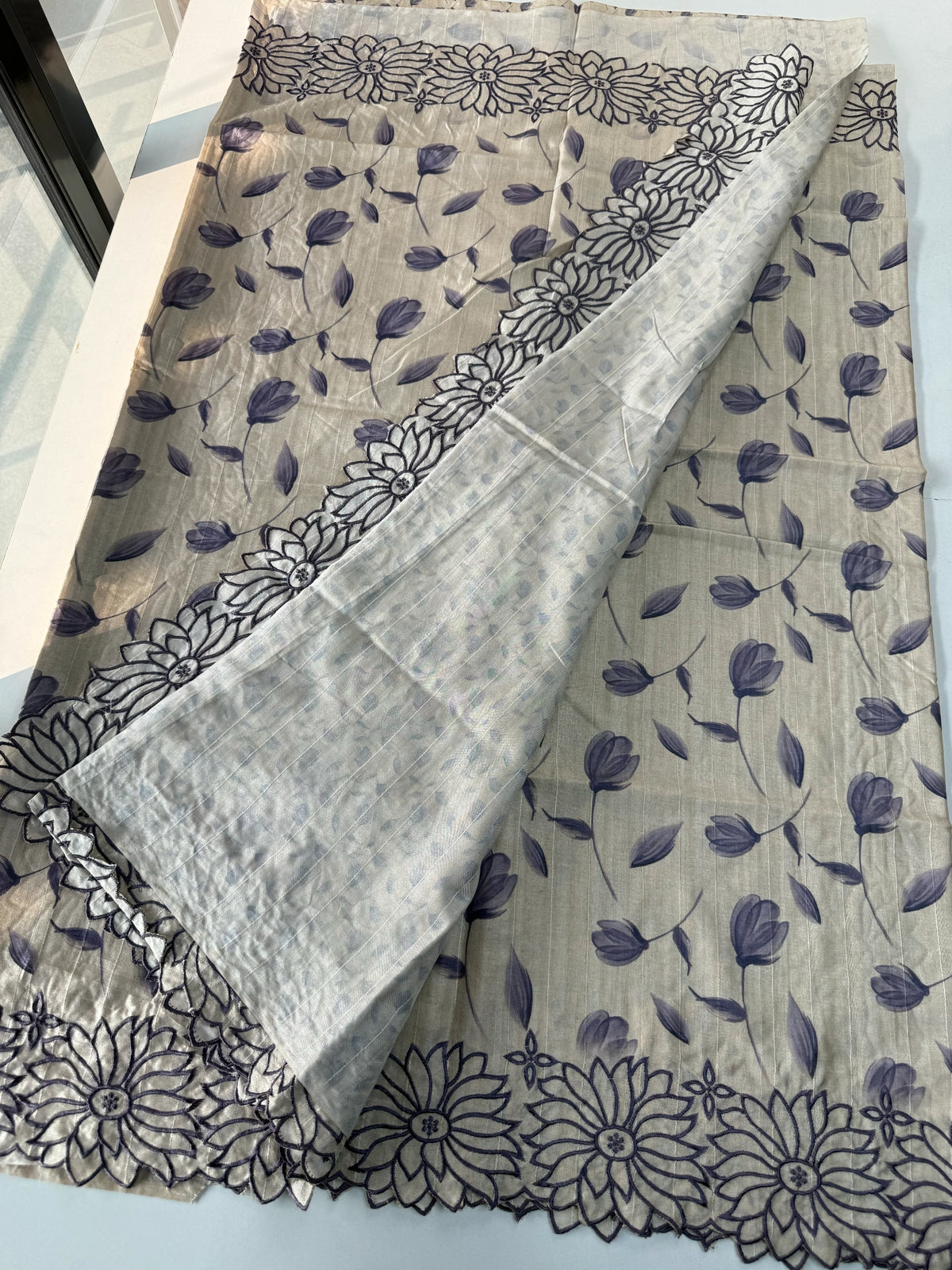 Raw cotton cutwork Saree/Rw38