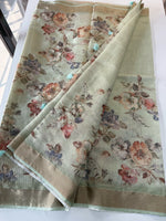 Tissue linen blend saree/ C21562