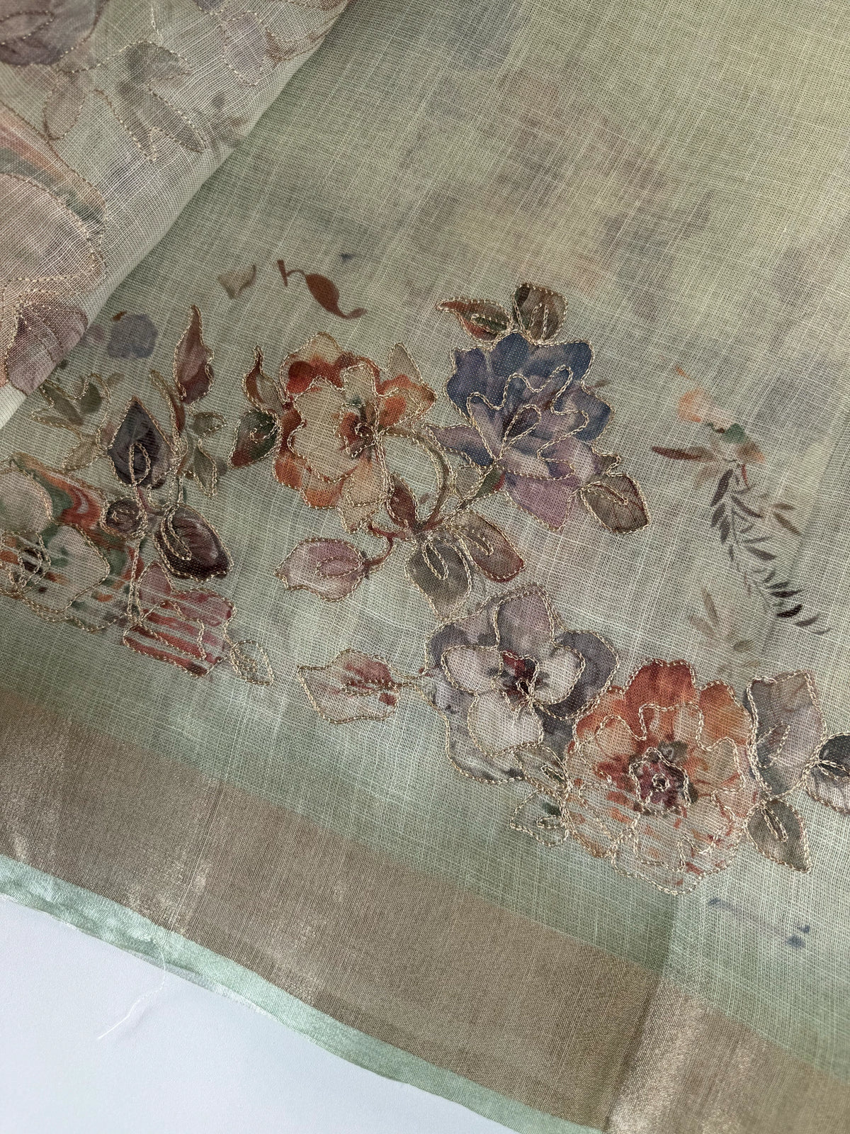 Tissue linen blend saree/ C21562
