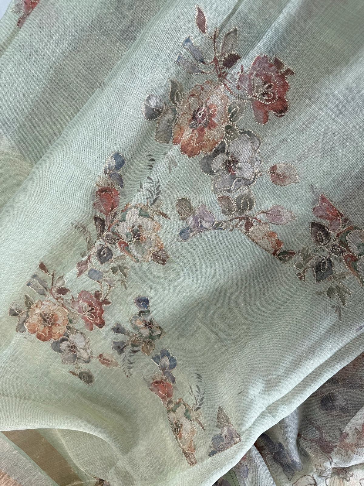 Tissue linen blend saree/ C21562