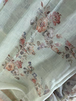 Tissue linen blend saree/ C21562