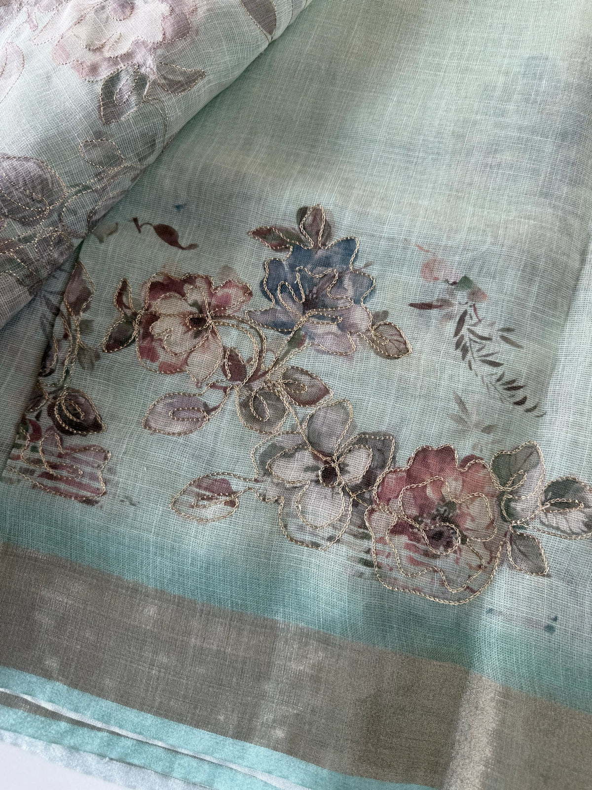 Tissue linen blend saree/ C21562